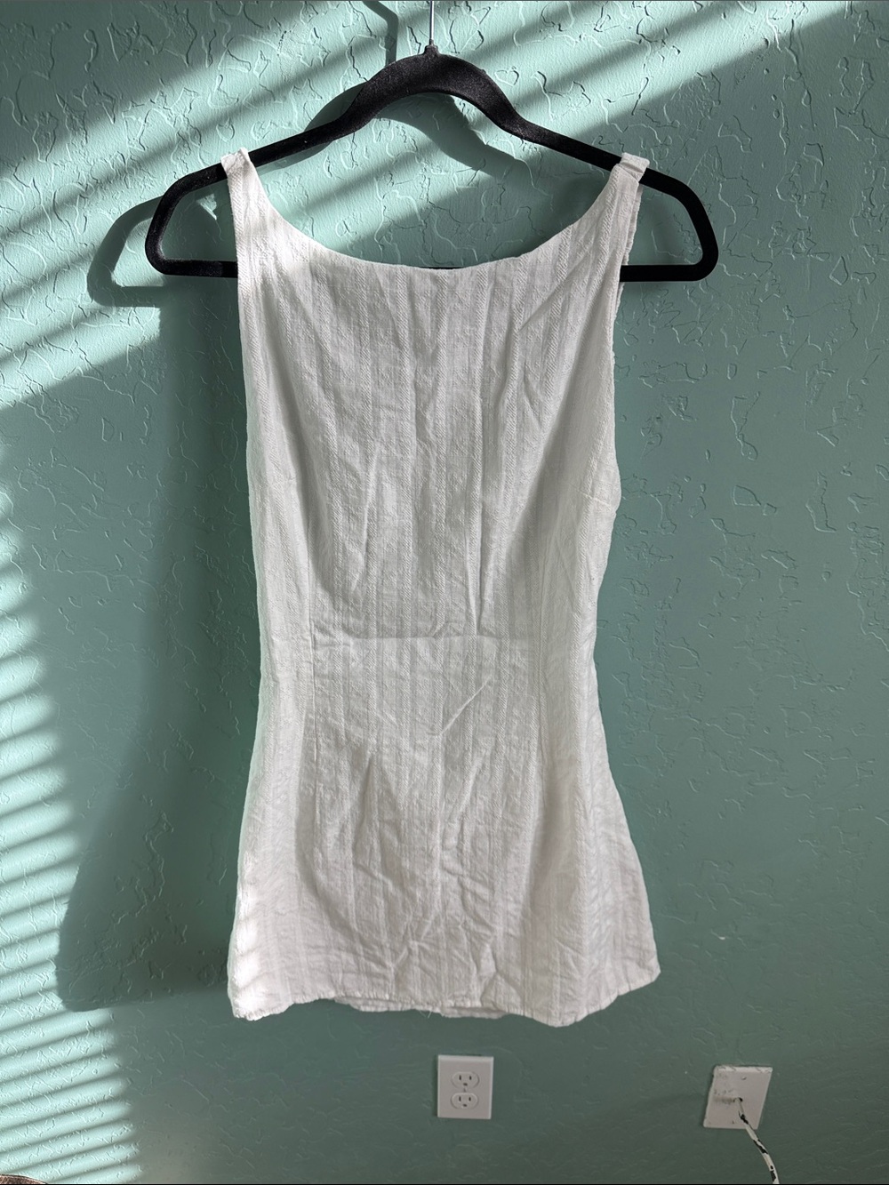 White Sleeveless Linen Mini Dress